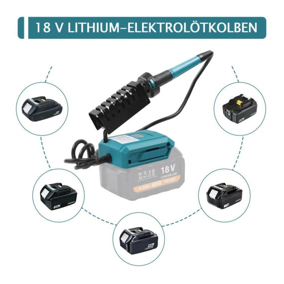 Akku-Lötkolben Set Kabelloser Lötkolben mit einstellbarer Temperatur superschnellem Aufheizen für Elektronik Heißschneiden und Brandmalerei (Ohne Akku