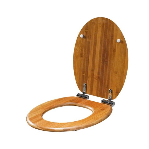 Moso Bambus Holz WC-Sitz mit Top-Befestigung und Verstellbaren Edelstahl-Scharnieren - Innovativer U/V/O-geformter Toilettendeckel aus Massivholz für Leichtigkeit und Bequemlichkeit