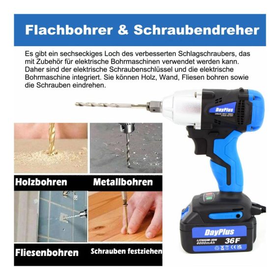 Akku Schlagschrauber 1/2 Zoll - Leistungsstarker Elektro-Schrauber mit 18V 6.0Ah Akku 420Nm Drehmoment 2-Gang-Funktion für mühelosen Reifenwechsel inklusive 14/17/19/22mm Stecknüsse und Tragetasche - Ideal für schnelles und effizientes Arbeiten