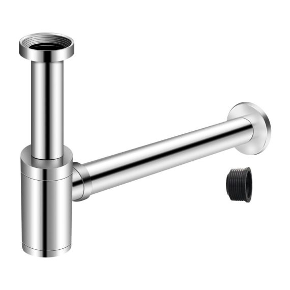 Edelstahl Siphon 1 1/4 x Ø 32 mm - Geruchsverschluss für Waschbecken - Verstellbarer Universal Röhrensiphon - Verchromter Röhrengeruchsverschluss für Waschtisch