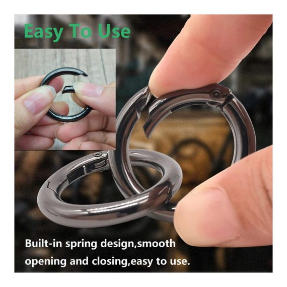 Schnellverschlusskarabiner 20 Stück - 30mm Runde Karabiner Schwarz aus Sehr Robuster Zinklegierung - Ideale Rund Karabiner für Schlüsselanhänger Tasche Schmuck DIY Handwerk - Karabiner Ring für vielseitigen Einsatz (30.00