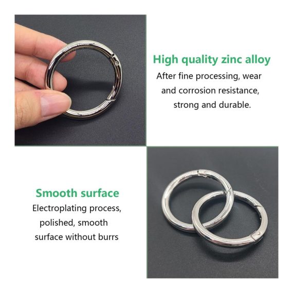 Schnellverschlusskarabiner-Set 10 Robuste 45mm Runde Karabinerhaken aus Zinklegierung für Schlüsselanhänger Taschen Schmuck und DIY Handwerk