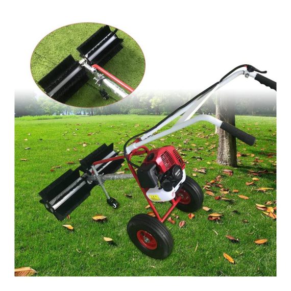 Schneefräsen 2-Takt 43cc Benzin Kehrmaschine mit Motor Wildkrautbürste Schneeschieber & Kunstrasenrechen - Effiziente Rasengraspflege & Unkrautentfernung