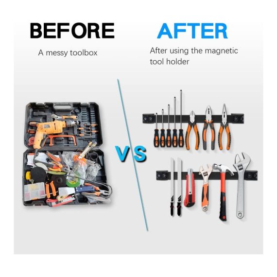 Magnetische Werkzeugleiste Set – 5-teilige Werkzeugschalen & 30cm Magnetleiste für Garage Stark Organisiertes Wandhalter Magnetschiene für Werkzeugorganisation