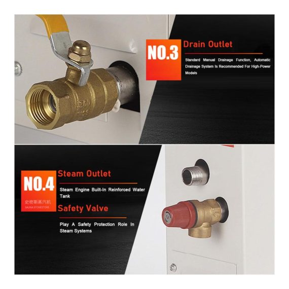 Dampfsauna-Generator-Set 8000W für Gewerbe & Zuhause - 7-9 kW 220 V - Sauna/Dusche/Bad/SPA - Inkl. Abflusssystem & Thermostat 25-55 °C