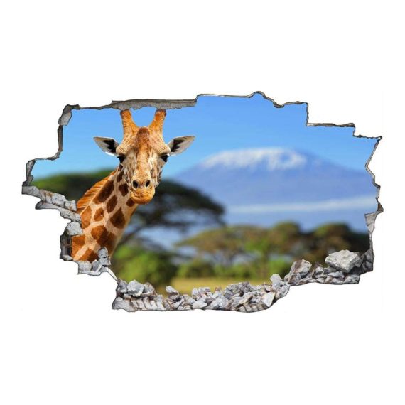 3D Effekt Wandsticker | Giraffe Tapete 80x120cm für optische Täuschung im Raum und Wohnzimmer - Dekorative Tapeten mit realistischem Design