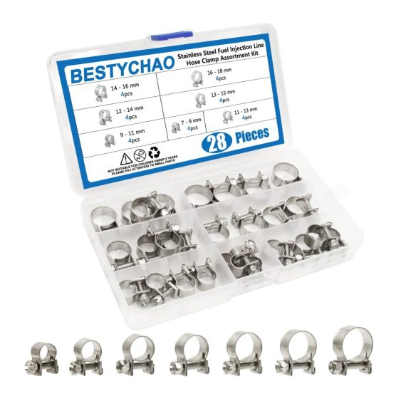 Edelstahl Mini Schlauchschellen Set - 28 Stück Jubilee-Benzinrohrschellen (7-18mm) für sichere Rohrfixierung und Schraubzwingen-Anwendungen