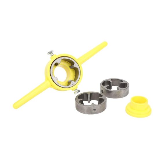 PVC Gewindeschneider Set - Profi Rundschneideisen und Rohrmatrizen für Sanitärarbeiten - 1/2 Zoll 3/4 Zoll 1 Zoll NPT - Manuelle Gewindeschneidwerkzeuge mit Einfädler