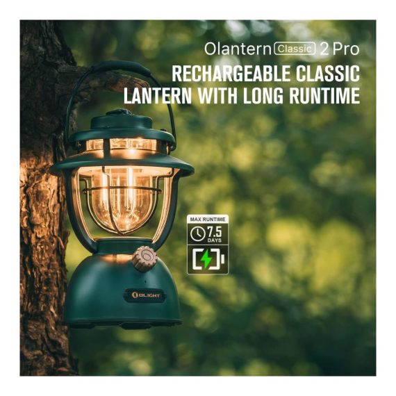 Retro-Stil LED Campinglaterne - Dimmbar USB Wiederaufladbar 300 LM Notstrombank - Halloween Deko Garten Camping - Kleegrün