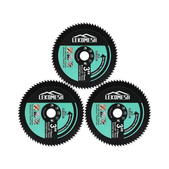 HSS-Kreissägeblätter - 3er Set 75mm x 10mm 72 Zähne Trennscheibe für Winkelschleifer ideal zum präzisen Schneiden von Weichmetall Kupfer Aluminium Holz und Kunststoff