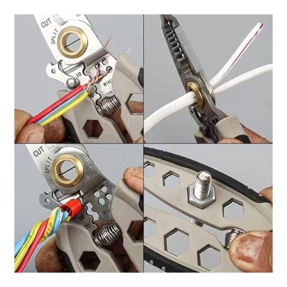 7-Inch Multi-Purpose Wire Stripper & Crimper Tool - Heavy Duty Electrical Stripping Cutting and Crimping - Professional 4-in-1 Gift Tool for Wires