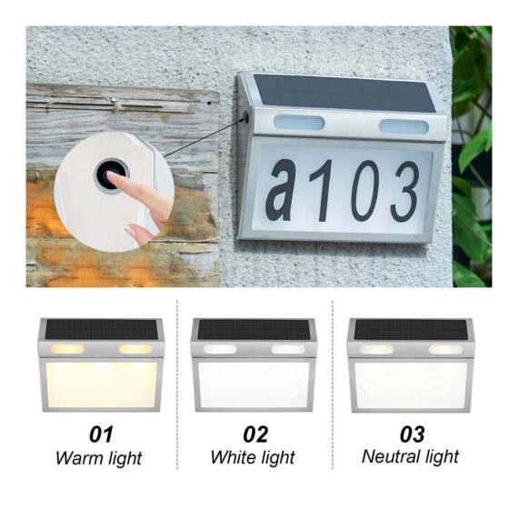 Solar-Hausnummernschild mit LED-Beleuchtung für draußen – Moderne Adressnummern für Häuser