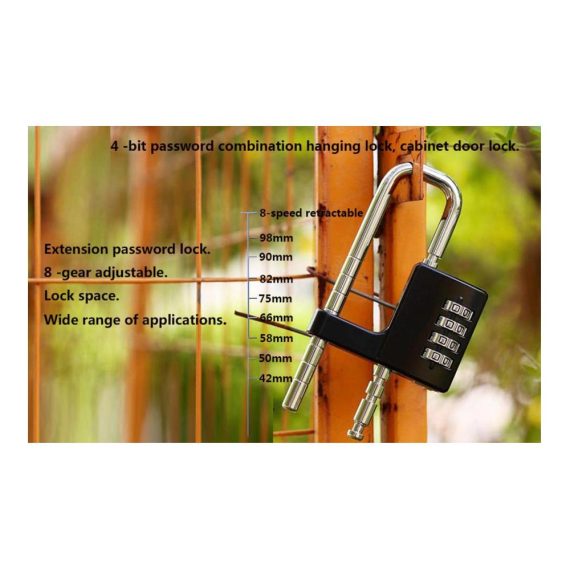 4-stelliges Edelstahl-Zahlenschloss für Outdoor Fitnessstudio Schule - Verstellbarer Code für Schränke Zäune und mehr