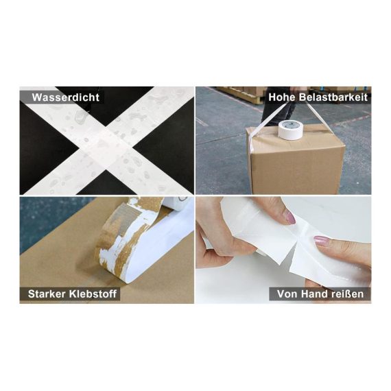 Panzertape BOMEI PACK - Extra starkes Reparaturband 32m x 48mm Weiß 3 Rollen - Wasserdicht innen & außen gewebeverstärktes Klebeband