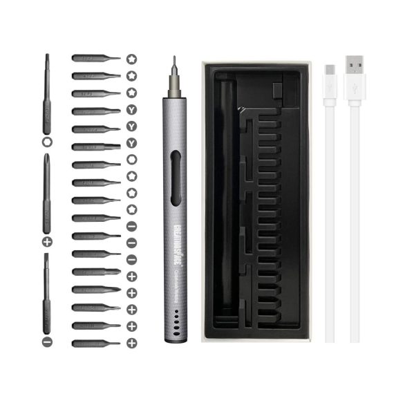 20-teiliges tragbares Mini-Elektro-Schraubendreher-Set Kabellos wiederaufladbar mit 3 LEDs Präzisions-Schraubendrehern – Ideal für Telefon Uhr Kamera Laptop & Spielzeug