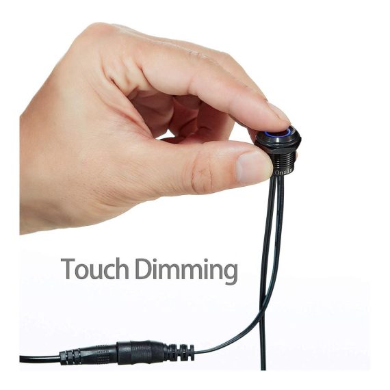 Dimmschalter Onsinn 12V - Stufenloser Dimmer mit Speicherfunktion und blauer LED-Anzeige für 19 mm Montageloch (1er Pack Schwarz) - Ideal für DC12V/24V Anwendungen