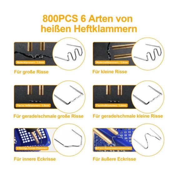 Plastikschweißgerät 150W - Reparaturset mit 821 Teilen für Kunststoffschweißen an Auto-Stoßstangen und -teilen