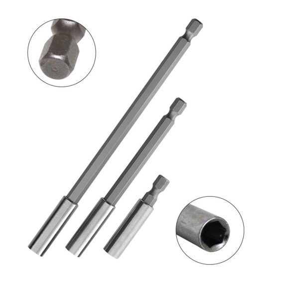 Magnetische Bithalter-Verlängerung Set (3 Stück) - 1/4 Zoll Sechskant-Schaft Schneller Wechsel Flexible 295 cm Verlängerung für Bohrer mit Stecknuss/Bit-Halter (4 Stück) - Schwerlast Hochleistungs-Verbindungen von YuCool