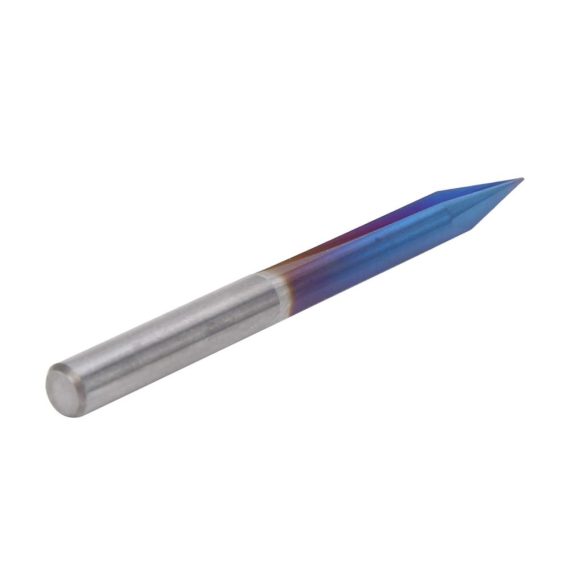 CNC-Fräser-Bit-Set 5-teiliges V-förmiges Gravur-Bit mit Nano-Blau-Beschichtung 2-schneidiges Wolframstahl-Schriftzug-Schnitzwerkzeug 4 mm Schaft – Ideale Präzision für gerade Einsätze und 30° Gravuren
