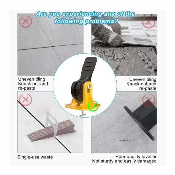 Fliesen Nivelliersystem Set – 60 Stück Fliesenkeile mit 2mm Verlegehilfe inklusive 60 Ersatz Stahlnadeln für Wand- und Bodenfliesen | Carrelage Leveling Zubehör