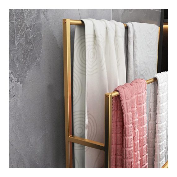 Freistehender 3-stufiger Handtuchständer – Rostbeständiger Handtuchhalter für Badezimmer Außenpool Hotel Strand – Goldener Handtuchständer mit eleganter Präsenz