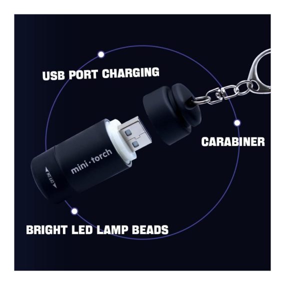 6 Bunte USB-Wiederaufladbare Mini LED Taschenlampen für Kinder - Schlüsselbund Set für Kindergeburtstag Camping Outdoor Wandern