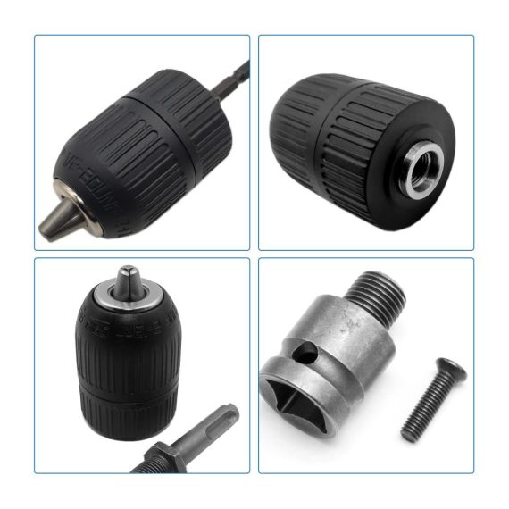 Bohrfutter Set mit 5 Schnellspannbohrfuttern SDS Plus und Sechskantschaft Adapter 2-13mm Spannbereich - Profiqualität für Normales und SDS Bohrfutter