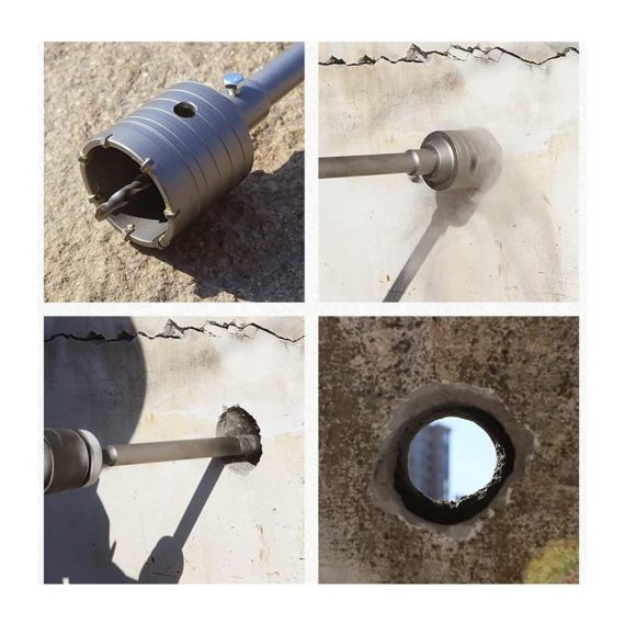 Professioneller SDS Plus Bohrer mit 330mm Verlängerung für Beton- und Steinwandbohrungen - Hohl- und Stanzbohrer-Set mit 30mm 40mm 50mm Beton Expansion Bohrkronen