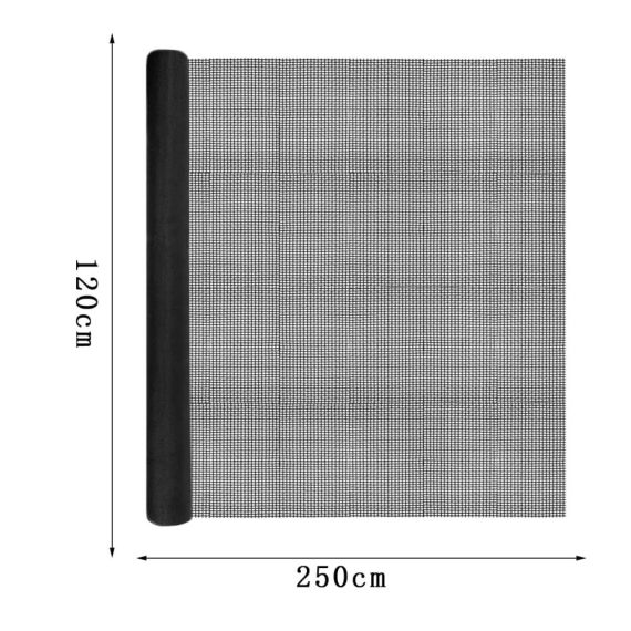 Fliegengittertüren & Rollware - Extra Starkes 120 x 250 cm Fliegennetz aus schwarzer Fiberglas-Meterware für Fenster und Türen. Zuschneidbar als Ersatznetz für effektiven Insektenschutz