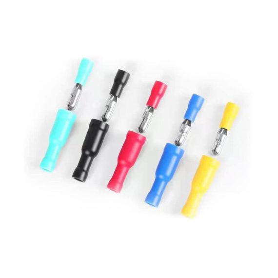 100x Rundstecker Kabelschuhe & Kits - Isolierte PVC Quetschverbinder (05-15 mm²) für Kfz-Elektronik