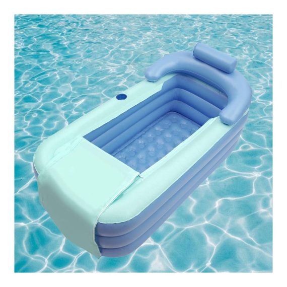 Aufblasbare Badewanne für Erwachsene und Kinder - Tragbare Spa-Wanne für Milch- und Blütenbäder (Blau 150 x 75 cm