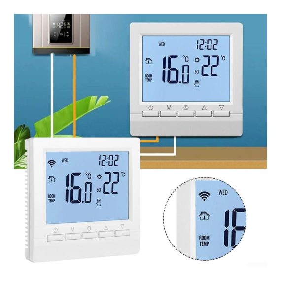 Programmierbarer Tuya Wifi LCD Smart Thermostat für elektrische Fußbodenheizung - Sprachsteuerung 16A