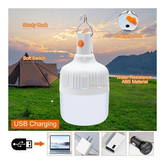 Campinglaternen Set - 2 Stück LED Lampen Tragbar USB Wiederaufladbar Dimmbar Wasserdicht - Ideale Lichtquelle für Wandern Garten Outdoor-Aktivitäten