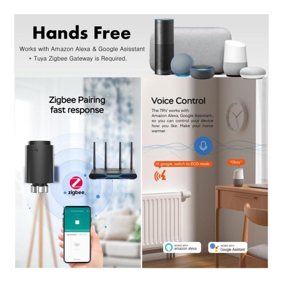 Programmierbares Zigbee Heizkörperthermostat | Smarte Heizungssteuerung für alle Ventile mit App-Steuerung | Kompatibel mit Alexa/Google Home | Erfordert Tuya Zigbee Hub
