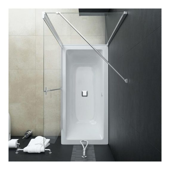 120x68x130 cm Duschkabine & Duschwand Set - Faltbar | Badewannenaufsatz aus ESG 4mm Sicherheitsglas
