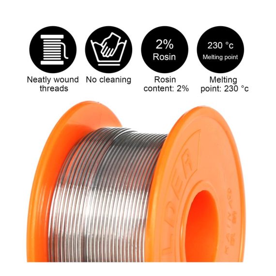 Elektronik Lötzinn Set - 4 Stück 50g Lötzinn mit Kolophoniumkern und Flussmittel | Lötdraht für Reparatur & Elektrolöten (06/08/1 mm) - Ideal für Heimwerken