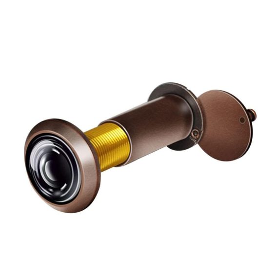 Türspion mit 220° Weitwinkel schwenkbarer Sichtschutzabdeckung aus Kupfer - 14mm Durchmesser | Sicherer Blickschutz für Türen 45-75 mm Dicke