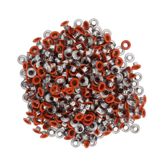 500 Stück bunte Metallösen mit abgerundeten Kanten für Schuhe & Kleidung | Robuste Tüllen in Orange