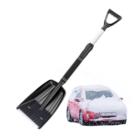 28-Zoll Tragbare Schneeschaufel mit Einziehbarem Griff – Robuste Hochleistungs-Schneeschaufel für Zuhause und Garage im Garten – Extra Tiefe Schneeschaufel für Effizientes Schneeräumen