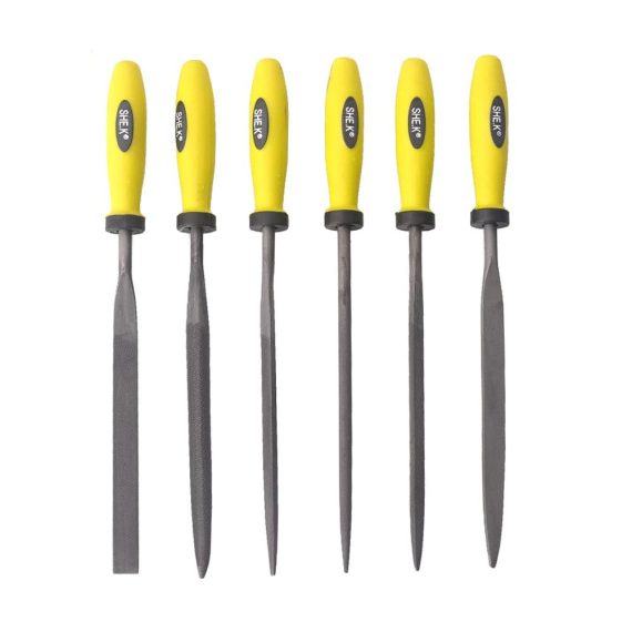 Präzises Raspeln Nadelfeilen-Set (6-teilig) - Inkl. flachem Schutz quadratischer dreieckiger runder und halbrunder Feile (4 x 160 mm) für exakte Metallbearbeitung