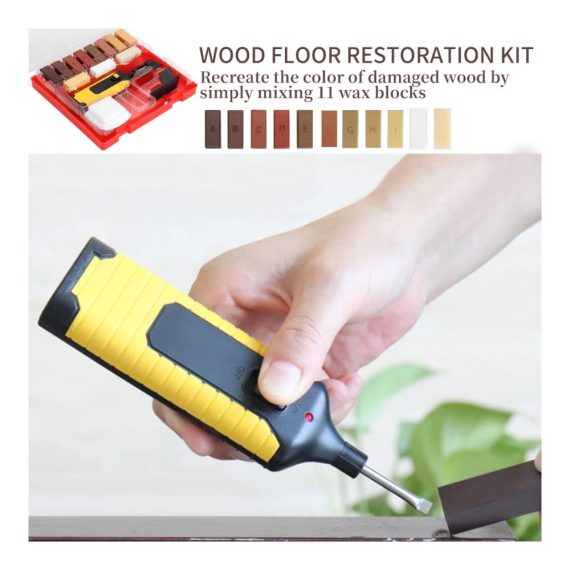 Holzkitt Kratzer-Reparatur-Set 11 Farbtöne Gusseisenwachs für Laminat & Parkett | Fugenwiederherstellung für Böden & Möbel