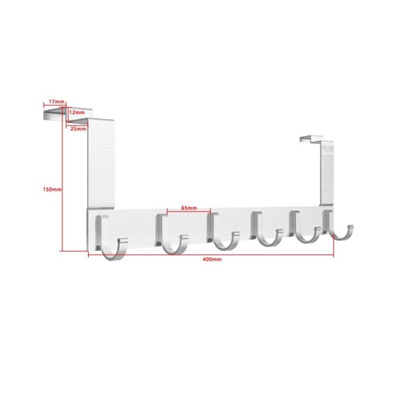 Türhaken GOGOHOME Silber Aluminium 6-Haken mit 20kg Traglast Über-Türhaken für Deutschland mit Rabatt – Ideal für Jacken Kleidung und Hüte