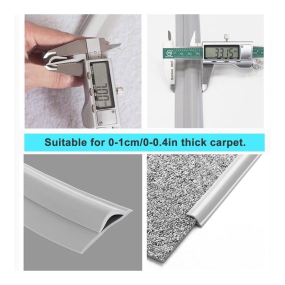Selbstklebendes Teppichkantenband - Flexibles PVC Schneidbar Teppichumrandung für Fußmatten - Grau - 2000 cm - Ideal für Teppich-zu-Fliesen/Fliesen-zu-Teppich