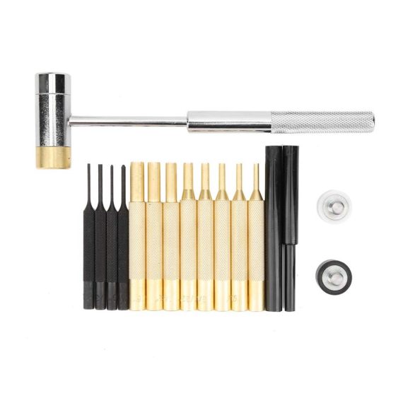 17-teiliges Splintentreiber Punch Set aus Messing und Edelstahl mit Doppelkopfhammer – Hochwertiges Wartungswerkzeug für Fixierung und Präzisionsarbeiten
