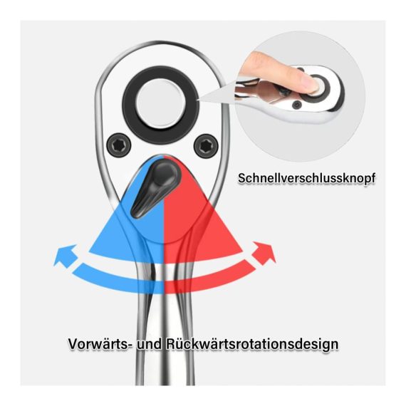 Ratschenschlüssel DYOUen - 3 Stück Umschaltknarren-Set mit 1/4 3/8 1/2 Zoll Antrieb 72 Zähnen Feinverzahnt Ergonomischer Griff - Profi-Werkzeug für präzises Arbeiten