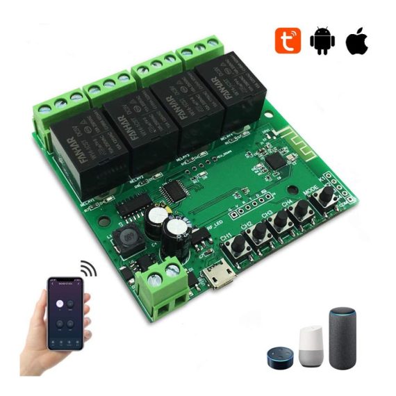 4-Kanal WLAN Smart Switch Fernsteuerbares Relaismodul TUYA/Smart Life APP Alexa/Google Assistant kompatibel