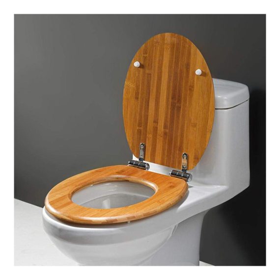 Moso Bambus Holz WC-Sitz mit Top-Befestigung und Verstellbaren Edelstahl-Scharnieren - Innovativer U/V/O-geformter Toilettendeckel aus Massivholz für Leichtigkeit und Bequemlichkeit