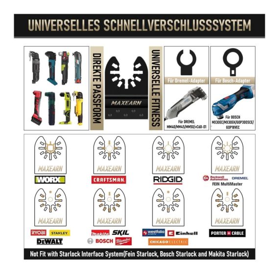 6-teiliges Titanium-Oszillierwerkzeug Zubehörset für präzises Schneiden von Metall und Holz