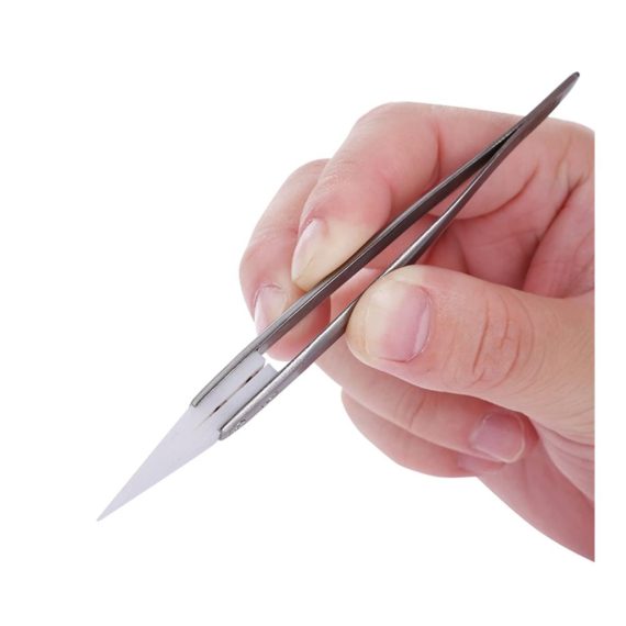 Präzisionspinzetten-Set Industrie-Pinzetten Augenbrauen- und antistatische Edelstahl-Pinzetten mit Keramikspitze Fingerabdruck-Sprungschnur-Clip 001 mm Fliegenschnurpinzette