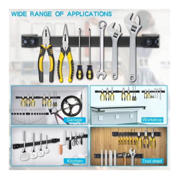 Magnetische Werkzeugleiste Set – 5-teilige Werkzeugschalen & 30cm Magnetleiste für Garage Stark Organisiertes Wandhalter Magnetschiene für Werkzeugorganisation